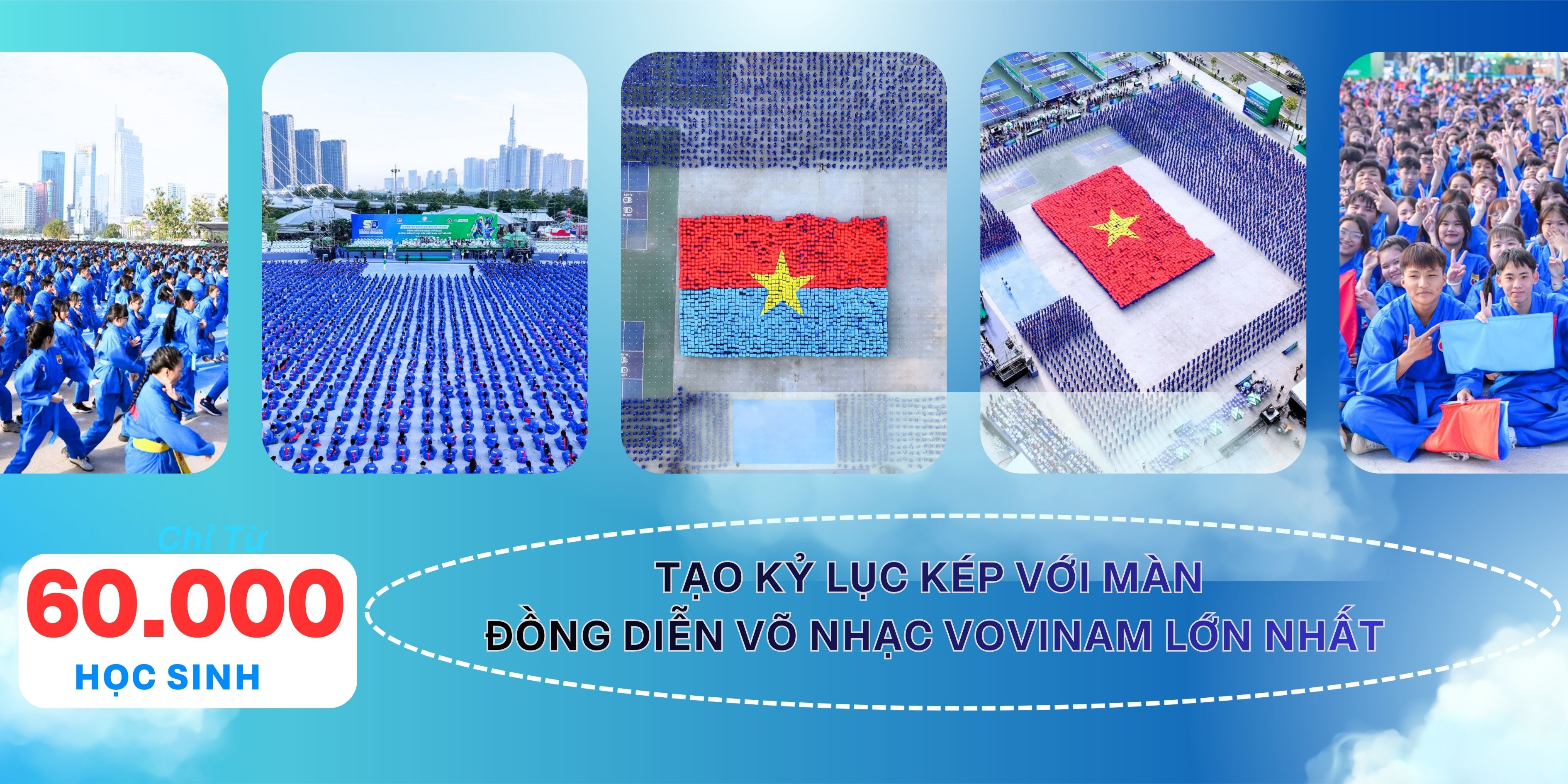 60.000 học sinh tạo kỷ lục kép với màn đồng diễn võ nhạc Vovinam lớn nhất