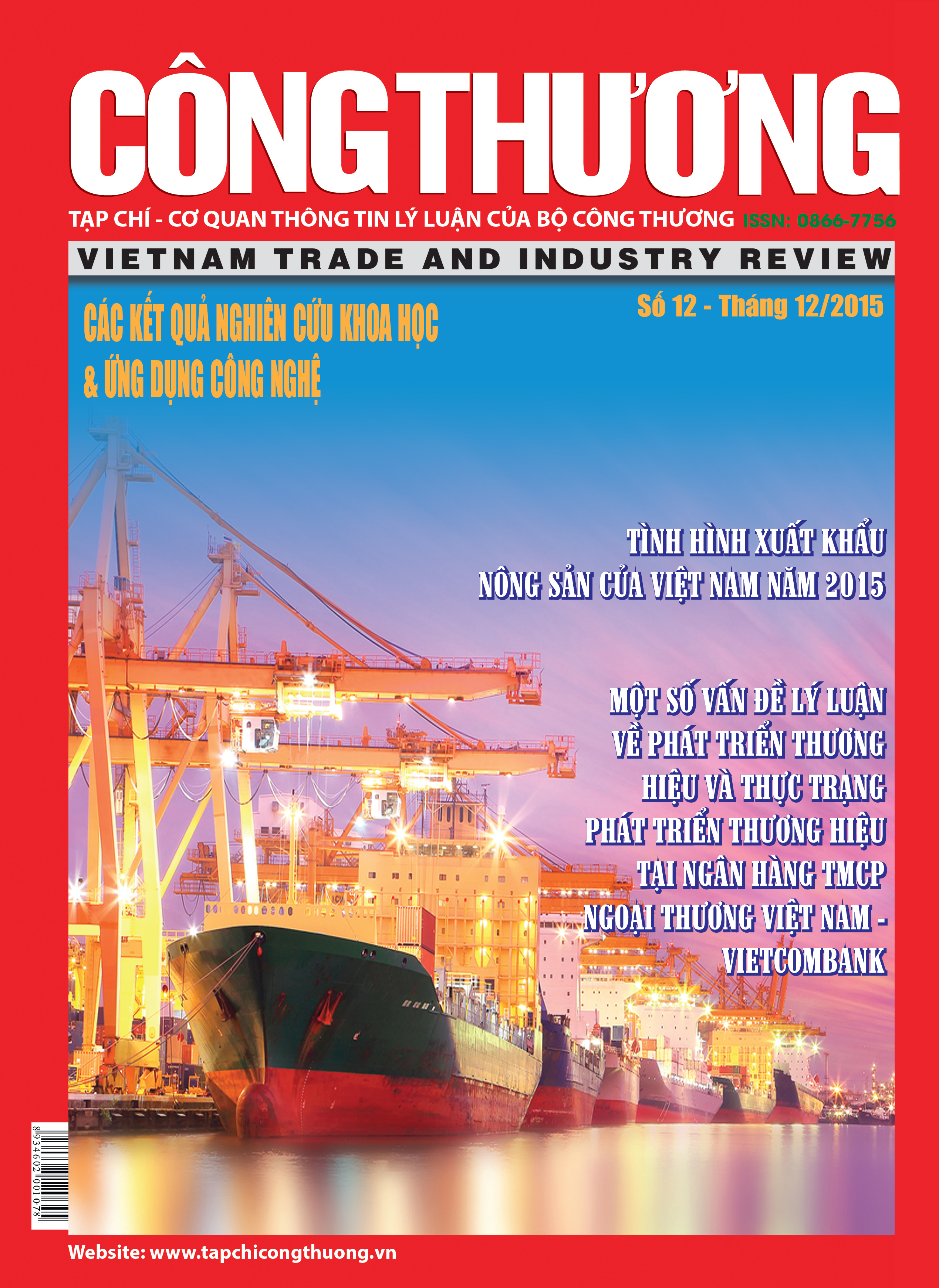 Tạp chí Công Thương - Kết quả NCKH số 12, tháng 12/2015