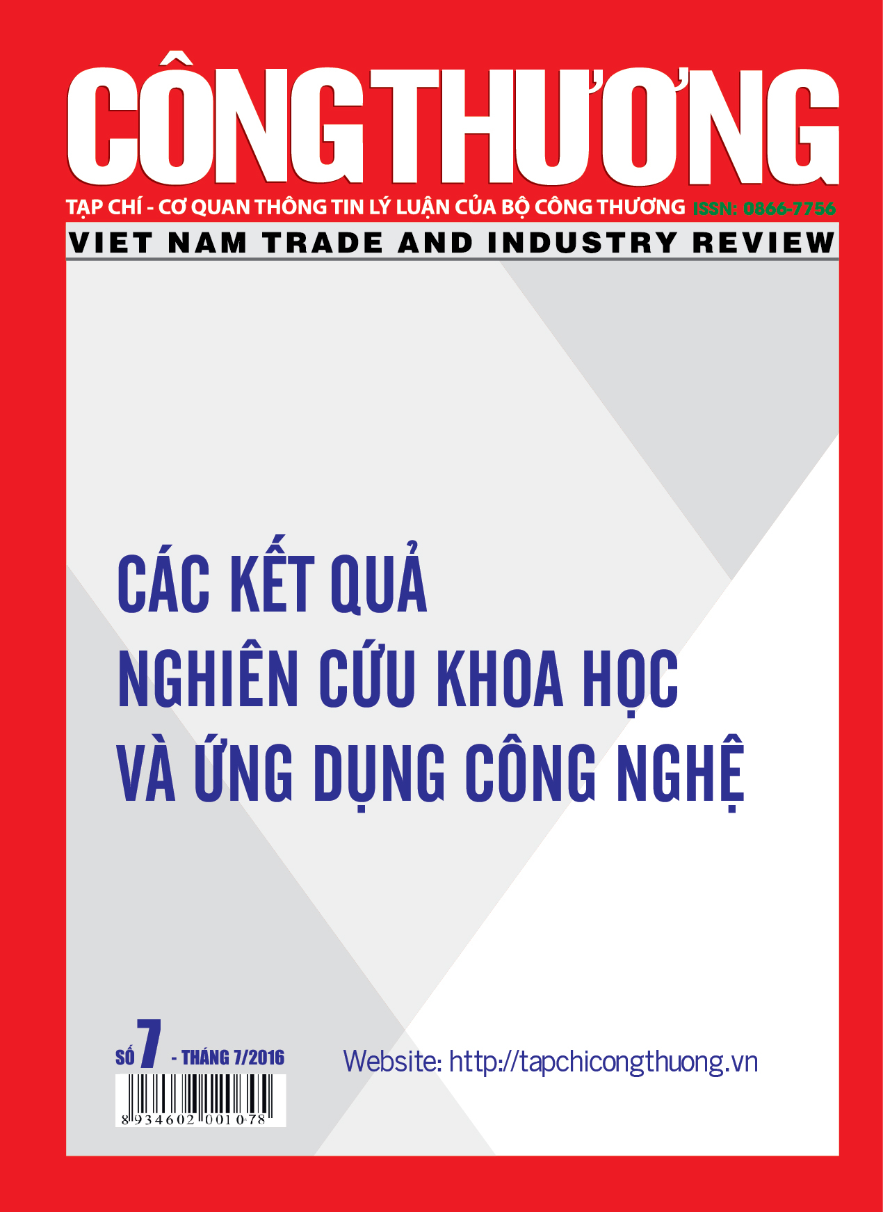 Các Kết quả nghiên cứu khoa học và ứng dụng công nghệ số 7, tháng 7/2016