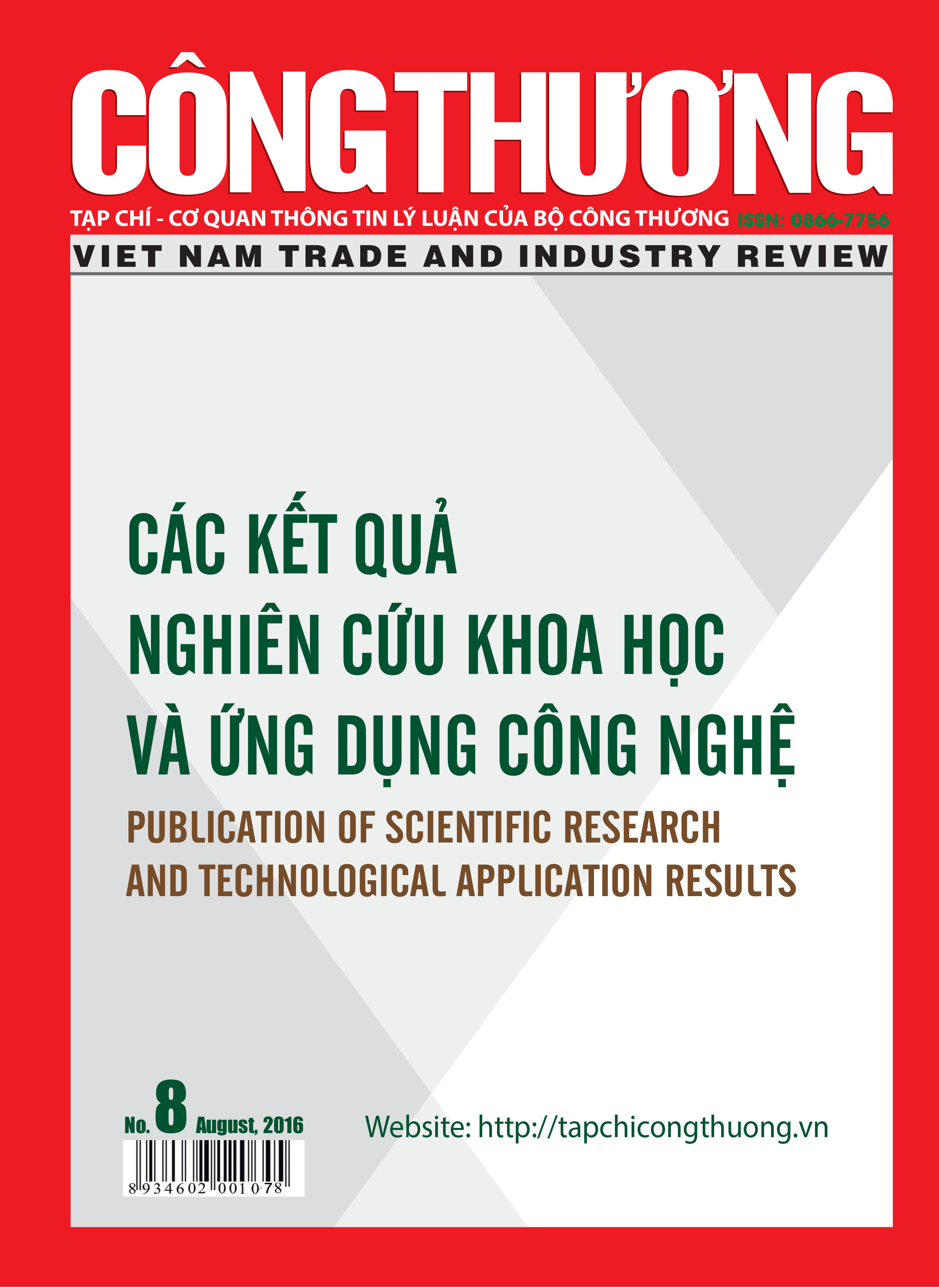 PUBLICATION OF SCIENTIFIC RESEARCH AND TECHNOLOGICAL APPLICATION RESULTS No8 August, 2016