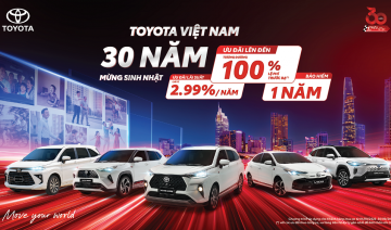 Toyota Việt Nam công bố doanh số tháng 8/2025 và tung ưu đãi mừng sinh nhật 30 năm