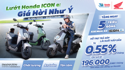 Honda Việt Nam ưu đãi 5 triệu đồng cho xe máy điện ICON e:, hỗ trợ trả góp lãi suất thấp