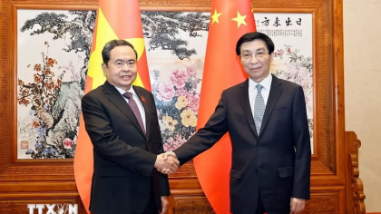 Chủ tịch Quốc hội Trần Thanh Mẫn hội kiến Chủ tịch Chính hiệp toàn quốc Trung Quốc Vương Hộ Ninh