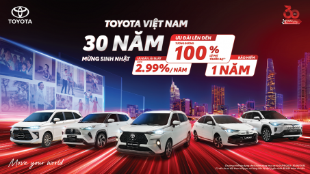 Toyota Việt Nam công bố doanh số tháng 8/2025 và tung ưu đãi mừng sinh nhật 30 năm
