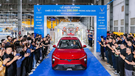 Nhà máy VinFast tại Hải Phòng xuất xưởng chiếc ô tô điện thứ 200.000 chỉ trong năm 2025