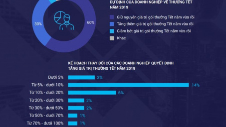 Thưởng Tết 2019: 60% doanh nghiệp dự định 'giữ nguyên gói thưởng năm 2018'