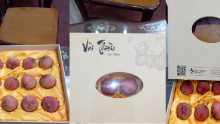 Vải thiều hữu cơ đóng hộp, giá 200.000 đồng 12 quả