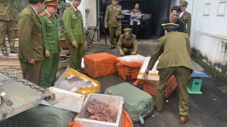 QLTT Bắc Giang tiêu hủy 450 kg sản phẩm động vật không rõ nguồn gốc xuất xứ