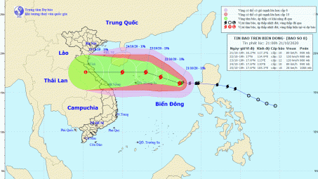 Thời tiết 22-10: Bão số 8 tiến vào miền Trung, thời tiết tiếp tục diễn biến phức tạp