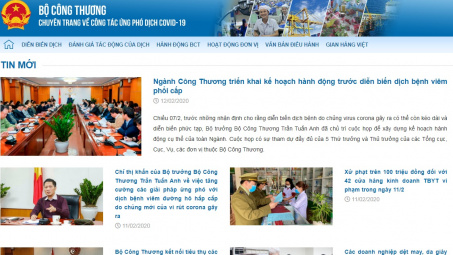 Bộ Công Thương ra mắt chuyên trang phòng chống dịch Covid-19