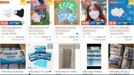 Shopee và Sendo tiếp tục dẫn đầu số gian hàng vi phạm, nâng giá khẩu trang