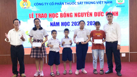 Công đoàn VIPESCO trao 113 triệu đồng học bổng Nguyễn Đức Cảnh năm học 2020-2021