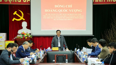 Chủ tịch HĐTV Petrovietnam Hoàng Quốc Vượng kiểm tra tiến độ dự án NMNĐ Thái Bình 2