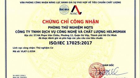 Phòng thử nghiệm HQTS Việt Nam được nhận chứng chỉ ISO17025