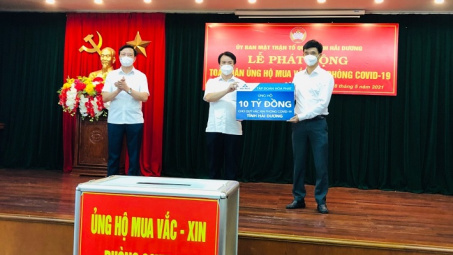 Tập đoàn Hòa Phát ủng hộ 10 tỷ đồng vào Quỹ vắc xin phòng Covid-19 của tỉnh Hải Dương