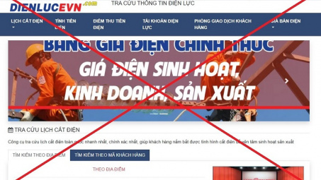 Xuất hiện trang mạng giả mạo thương hiệu EVN
