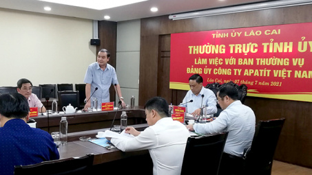 Tạo điều kiện thuận lợi để Công ty Apatit Việt Nam hoàn thành tốt nhiệm vụ được giao