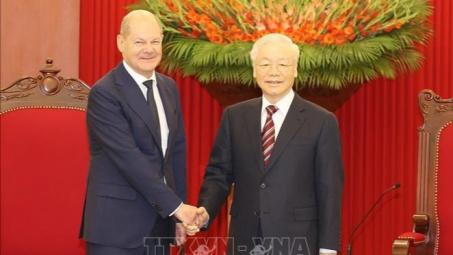 Tổng Bí thư Nguyễn Phú Trọng tiếp Thủ tướng Cộng hòa Liên bang Đức Olaf Scholz