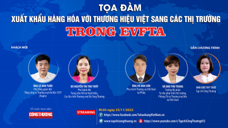 [Tọa đàm trực tuyến] Xuất khẩu hàng hóa với thương hiệu Việt sang các thị trường trong EVFTA