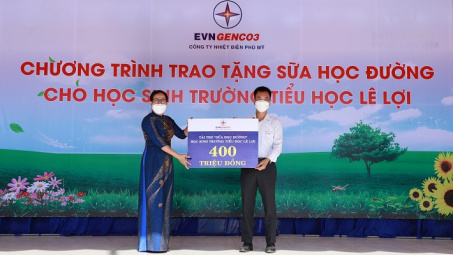 Nhiệt điện Phú Mỹ tài trợ 400 triệu đồng “Sữa học đường” cho học sinh Tiểu học
