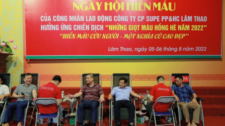 Hàng trăm cán bộ, người lao động Supe Lâm Thao hiến máu tình nguyện