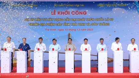 Trà Vinh: Khởi công cầu Đại Ngãi gần 8.000 tỷ đồng bắc qua sông Hậu