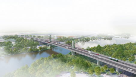 Sắp khánh thành cầu Huống Thượng - cây cầu được xây dựng bằng Thép Việt - Sing (NSV)