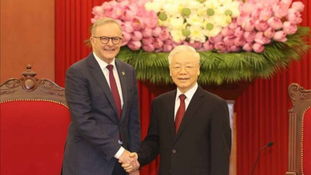 Tổng Bí thư Nguyễn Phú Trọng tiếp Thủ tướng Australia Anthony Albanese