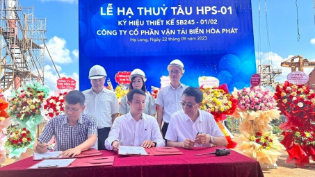 Hòa Phát hạ thủy tàu HPS-01 tải trọng 24.500 tấn
