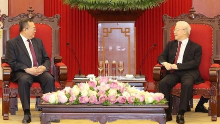 Tổng Bí thư Nguyễn Phú Trọng tiếp Trưởng Ban Liên lạc Đối ngoại Trung ương Đảng Cộng sản Trung Quốc