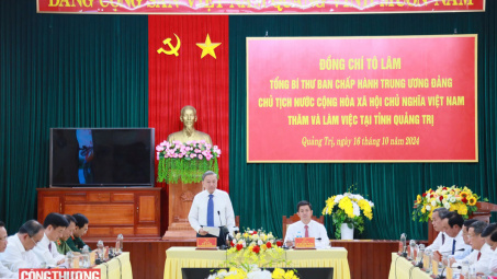 Tổng Bí thư, Chủ tịch nước Tô Lâm làm việc với Ban Thường vụ Tỉnh ủy Quảng Trị