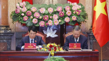 Tổng Bí thư Tô Lâm, Chủ tịch nước Lương Cường bàn giao công tác Chủ tịch nước