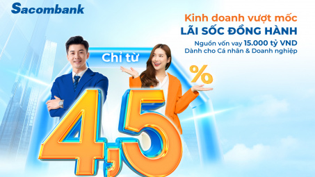Sacombank tung gói vay 15.000 tỷ đồng ưu đãi lãi suất chỉ từ 4,5%
