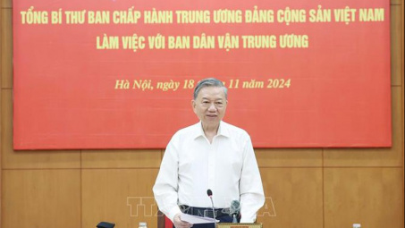 Tổng Bí thư Tô Lâm làm việc với Ban Dân vận Trung ương
