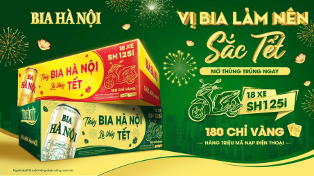 Tết này thêm đỏ cùng triệu lộc vàng khuyến mại từ Bia Hà Nội - Tết 2025