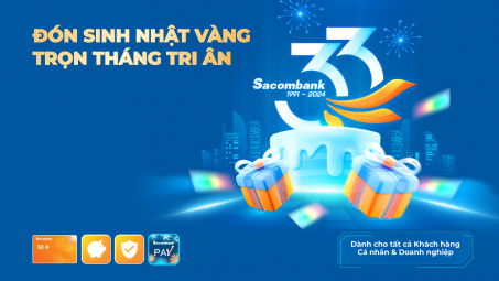Ngân hàng Sacombank chi hơn 33 tỷ đồng tri ân khách hàng mừng sinh nhật 33 tuổi