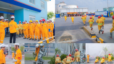 Diễn tập phương án chữa cháy, cứu nạn cứu hộ tại Kho LPG Đình Vũ, Hải Phòng