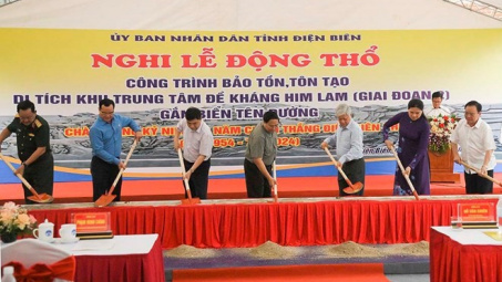 Thủ tướng dự lễ động thổ dự án tôn tạo Khu di tích Him Lam, Điện Biên