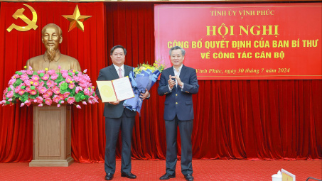 Ban Bí thư điều động, chỉ định tân Phó Bí thư Tỉnh ủy Vĩnh Phúc