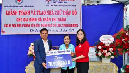 Nhiệt điện Phả Lại hỗ trợ kinh phí xây Nhà Chữ thập đỏ cho hộ nghèo tại địa phương