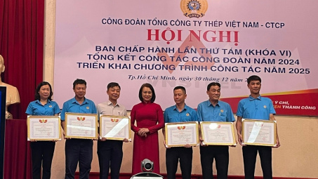Công đoàn Tổng công ty Thép Việt Nam - CTCP: Đón nhận và khen thưởng cho các công đoàn cơ sở, tập thể, cá nhân và các công trình thi đua năm 2024