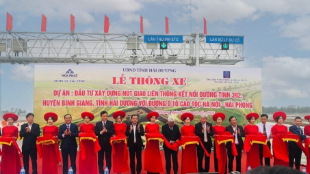 Khánh thành nút giao đường tỉnh 392 với cao tốc Hà Nội - Hải Phòng do Hòa Phát tài trợ