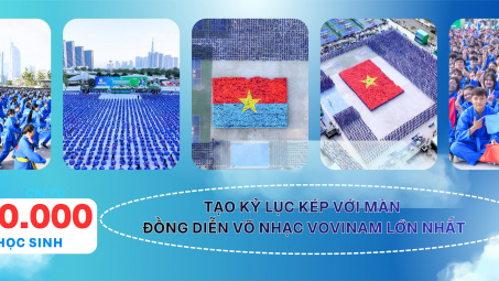 60.000 học sinh tạo kỷ lục kép với màn đồng diễn võ nhạc Vovinam lớn nhất