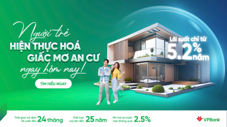 Ngân hàng VPBank triển khai gói vay ưu đãi chỉ từ 5,2%/năm cho khách hàng dưới 35 tuổi