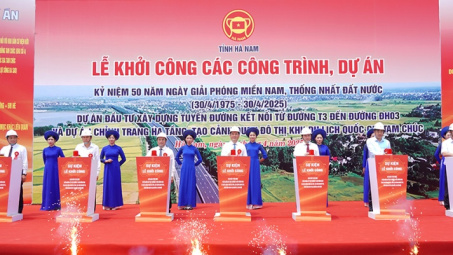 Bộ trưởng Nguyễn Hồng Diên dự Lễ khởi công các dự án đầu tư xây dựng trọng điểm tại tỉnh Hà Nam