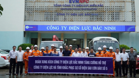 Tổng công ty Điện lực miền Bắc gửi quân chi viện Nghệ An, Hà Tĩnh khôi phục điện sau bão số 5