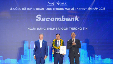 Ngân hàng Sacombank (STB) lọt Top 10 Ngân hàng Thương mại Việt Nam uy tín năm 2025