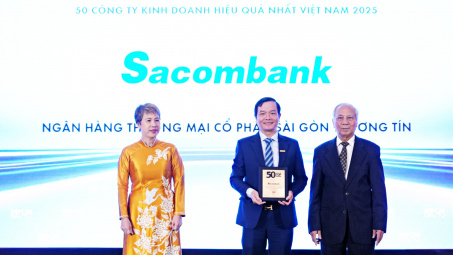 Ngân hàng Sacombank tiếp tục ghi danh trong top 50 công ty kinh doanh hiệu quả nhất Việt Nam năm 2025