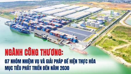 [Infographic] Ngành Công Thương: 7 nhóm nhiệm vụ và giải pháp để hiện thực hóa mục tiêu phát triển đến năm 2030