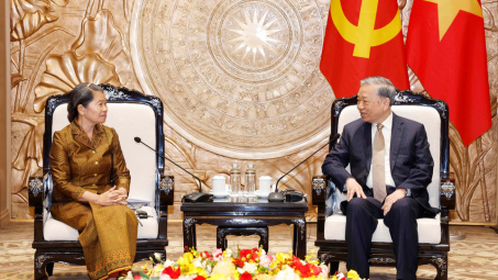 Tổng Bí thư Tô Lâm tiếp Đoàn đại biểu Đảng Nhân dân Campuchia chúc mừng thành công Đại hội XIV